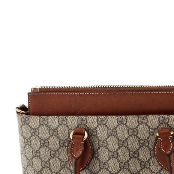 Gucci Linea A Convertible Tote GG Coated Canvas Medium Brown - Picture 8 of 9
